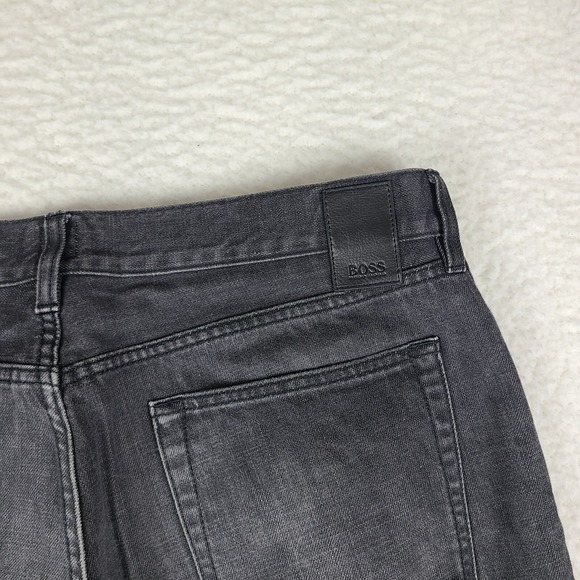 Hugo Boss Jeans Mens 38x32 Jacksons Straight Leg Selvedge Dark Gray Wash HEMMED - Picture 10 of 13